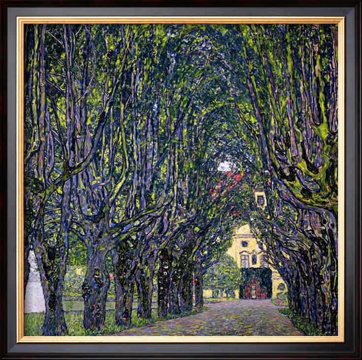 TREE LINED ROAD LEADING TO THE MANOR HOUSE AT KAMMER, UPPER AUSTRIA, 1912 - Gustav Klimt Paintings